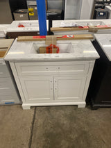 Doveton 36 in. W x 19 in. D x 34.5 in. H Single Sink Bath Vanity in White with White Engineered Stone Top
