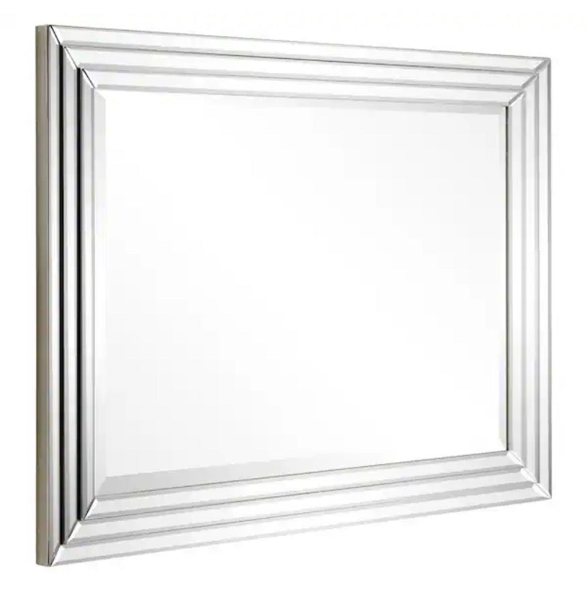 Medium Rectangle Clear Beveled Glass Modern Mirror (30 in. H x 40 in. W)