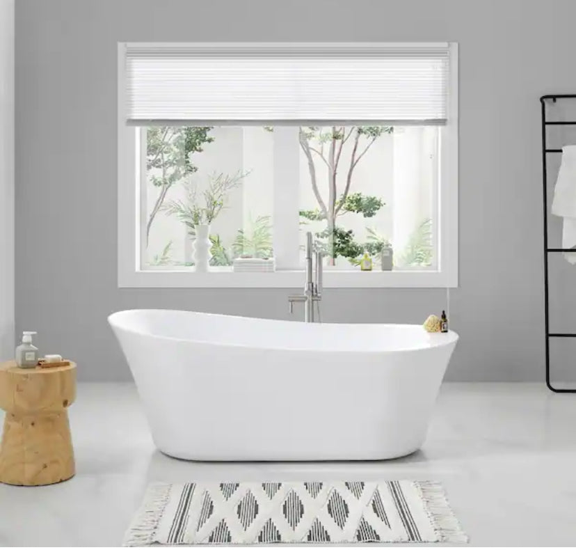 Coniston 60 in. Acrylic Freestanding Flatbottom Bathtub in White with Overflow and Drain in Brushed Nickel Included