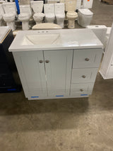 Bannister 36.5 in. W x 18.75 in. D Bath Vanity in pearl gray with Cultured Marble Top in Colorpoint White with White Sink