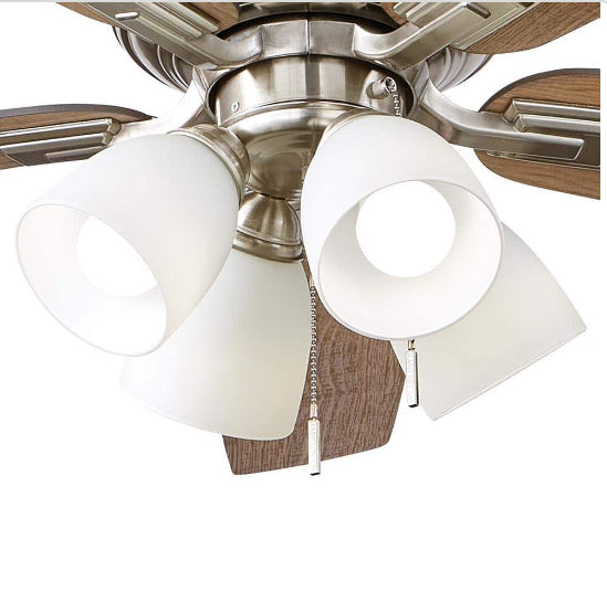 Devron II 52 in. Indoor Brushed Nickel LED Ceiling Fan with Light Kit, Downrod and Reversible Blades