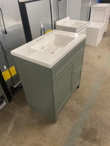 Chasbury 31 in. Single Sink Palm Green Bath Vanity with White Cultured Marble Top (Assembled)