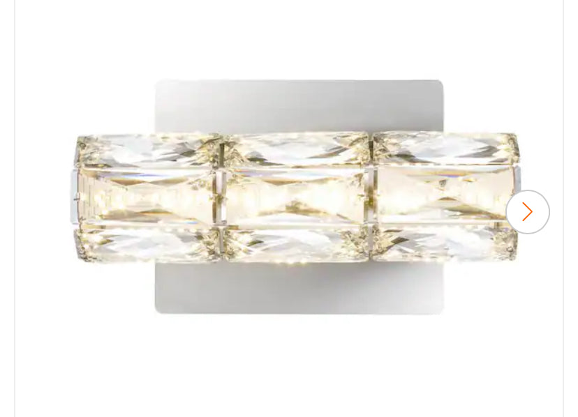 Keighley Integrated LED Chrome and Crystal Indoor Wall Sconce Light Fixture