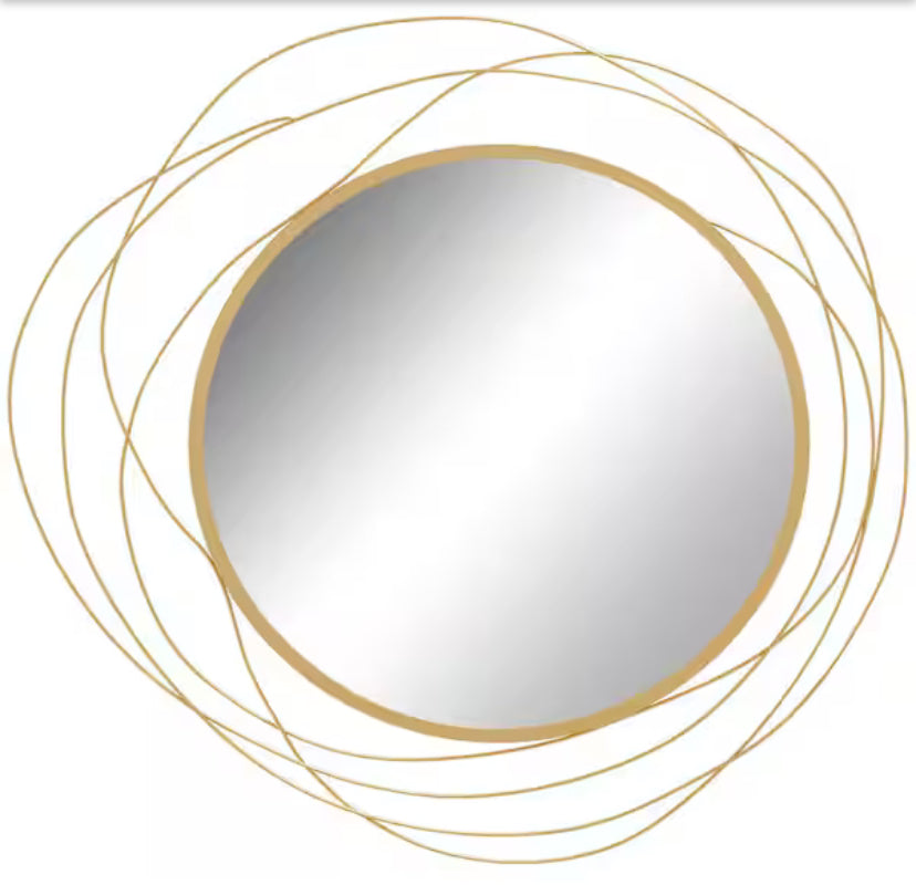 25.6 in. W x 25.6 in. H Round Metal Gold Mirror