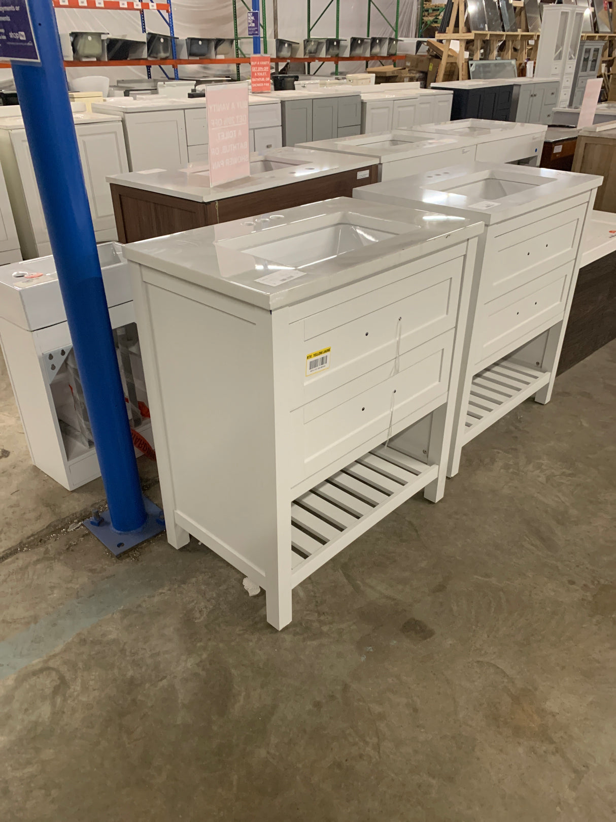 Autumn 30 in. W x 19 in. D x 34.50 in. H Freestanding Bath Vanity in White with White Engineered Stone Top