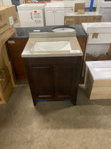 Delridge 24 in. W x 19 in. D x 35 in. H Single Sink Bath Vanity in Chocolate with Caramel Cultured Marble Top