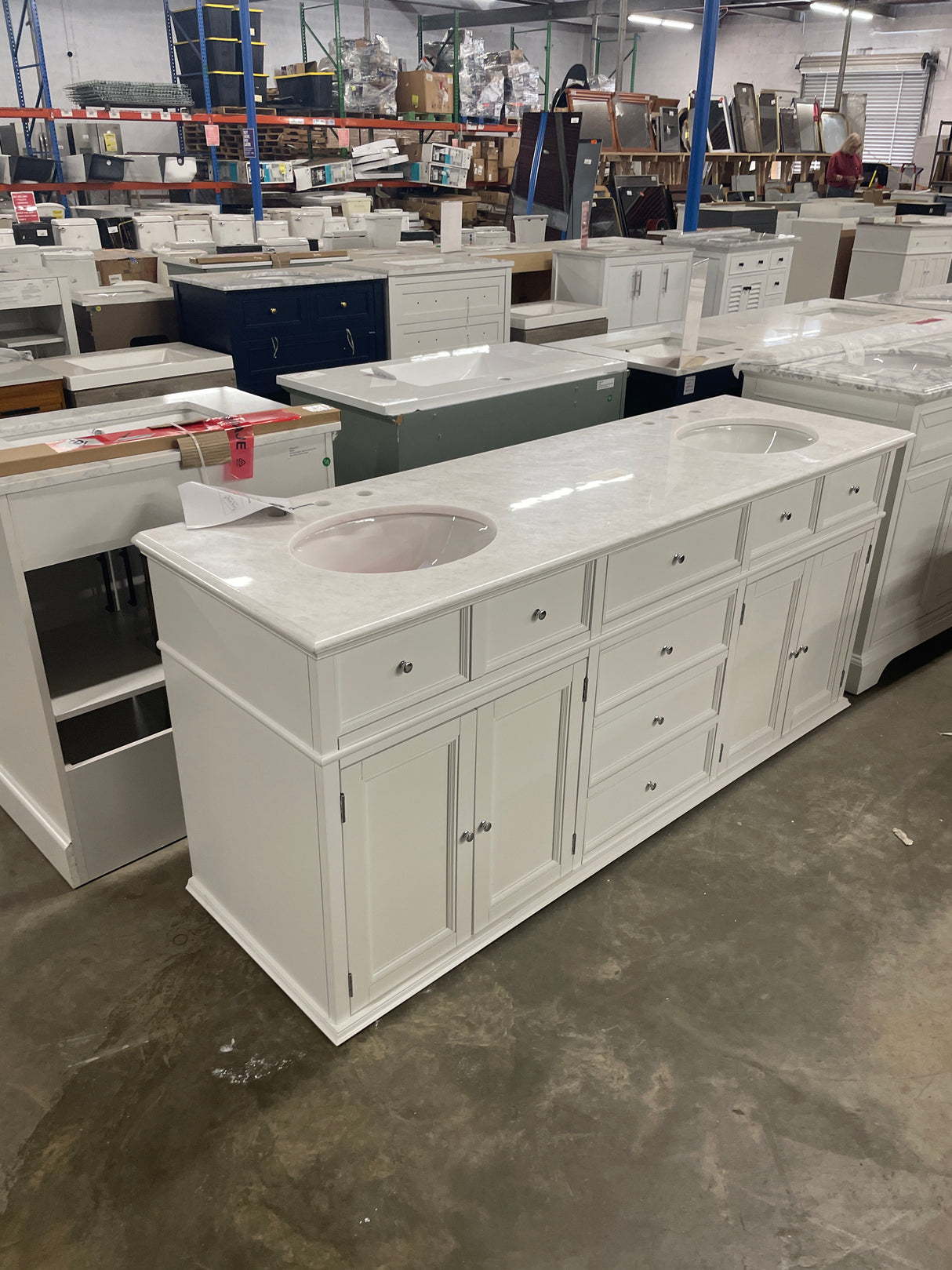 Hampton Harbor 72 in. W x 22 in. D Double Bath Vanity in White with Natural Marble Vanity Top in White