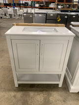 Newhall 30 in. Single Sink White Bath Vanity with White Engineered Marble Top