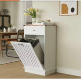 20.5 in. W x 13.5 in. D x 36 in. H in White MDF Assemble Kitchen Cabinet with Drawer Recycling Trash Cabinet