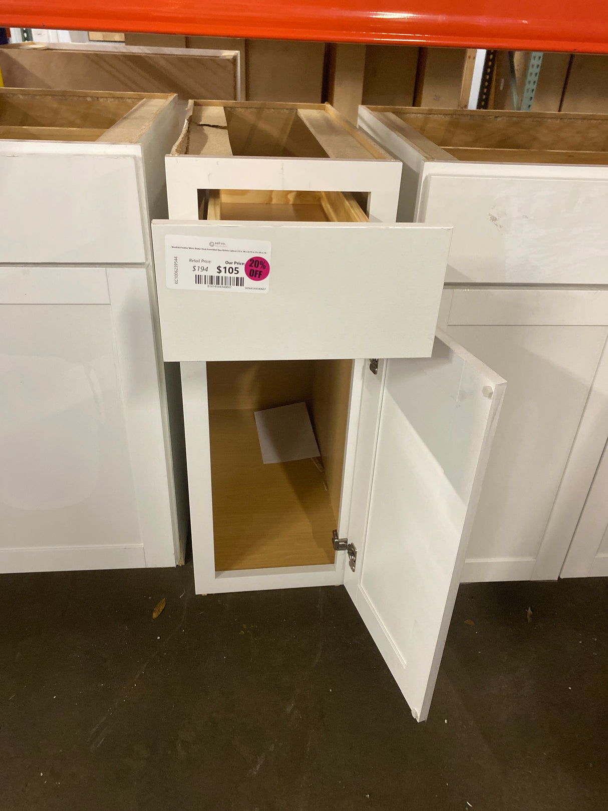 Westfield Feather White Shaker Stock Assembled Base Kitchen Cabinet (12 in. W x 23.75 in. D x 35 in. H)