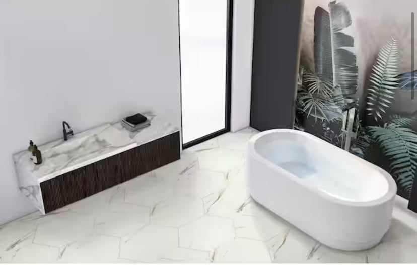 Genesis White 19 in. x 22 in. Matte Porcelain Marble Look Floor and Wall Tile (12.9 sq. ft./Case)