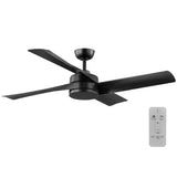 Baymore 52 in. Indoor/Outdoor Matte Black Ceiling Fan with Remote Control Included