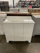 Oakley 37 in. Single Sink White Bath Vanity with White Cultured Marble Top (Assembled)