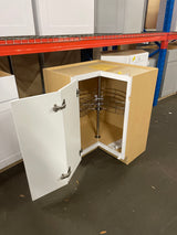 Shaker Satin White Stock Assembled Lazy Susan Corner Base Kitchen Cabinet (28.5 in. x 34.5 in. x16.5 in.)