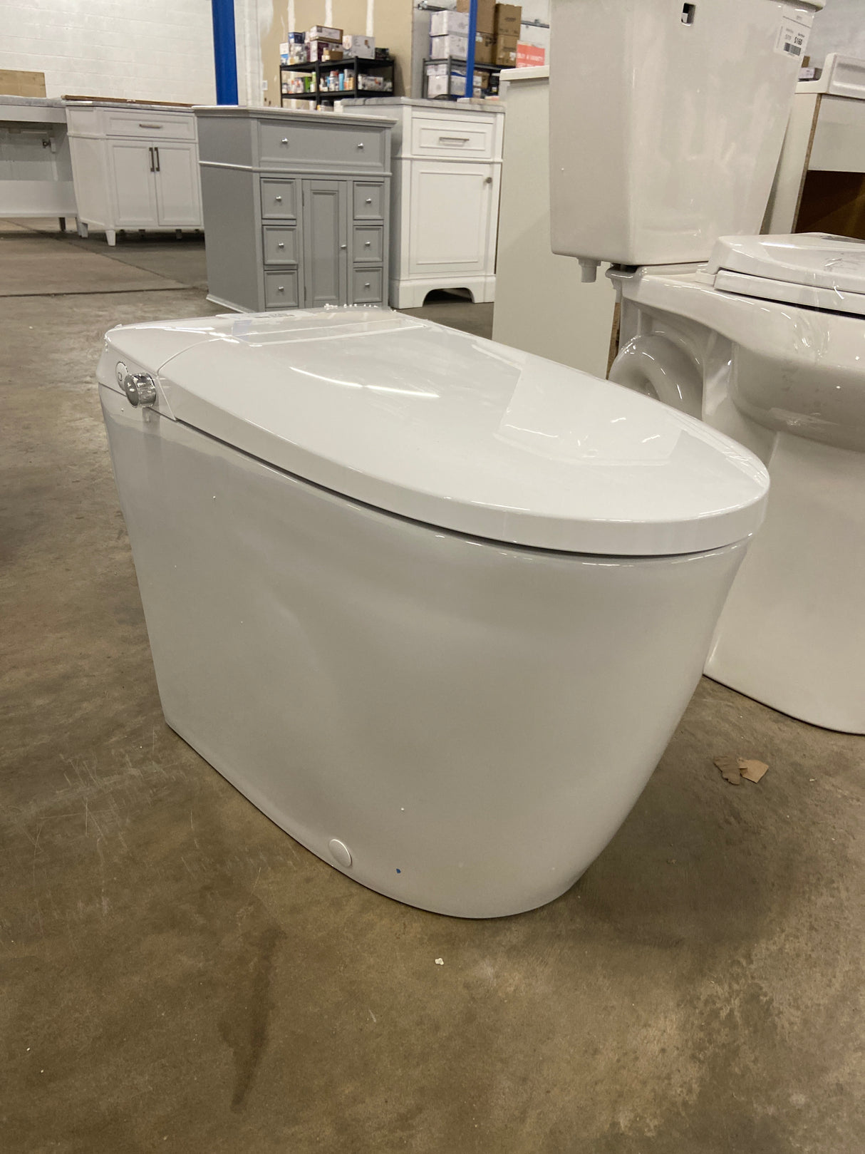 Non-Electric Elongated Bidet Toilet 1.0 GPF in White with ADA Chair Height, Foot Kick to Flush, Map Flush 1000 g