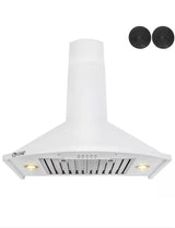 30 in. 343 CFM Convertible Wall Mount White Painted Stainless Steel Kitchen Range Hood with Carbon Filters and LEDs