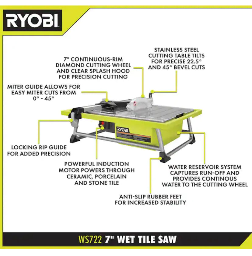 4.8 -Amps 7 in. Blade Corded Tabletop Wet Tile Saw