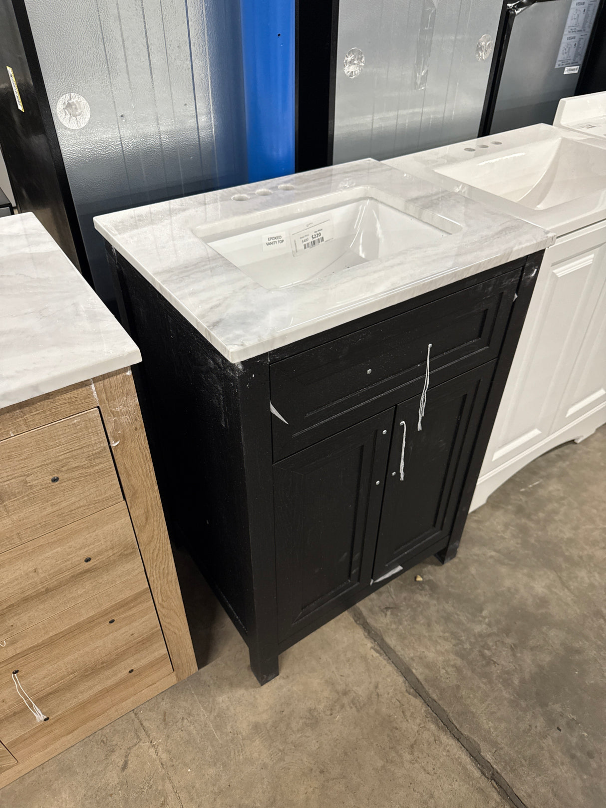 Beaufort 24 in. W x 19 in. D x 34 in. H Single Sink Bath Vanity in Ebony Wood with White Engineered Stone Top
