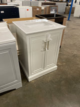Ravenscroft 25 in. Single Sink Freestanding Bath Vanity in White Swan w/ Carrara White Engineered Stone Top (Assembled)