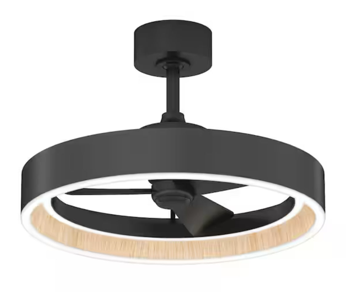 Alton 24 in. Indoor Black and Wood 8 Steps CCT 18.7 in. Integrated LED Ceiling Fan with Remote Included