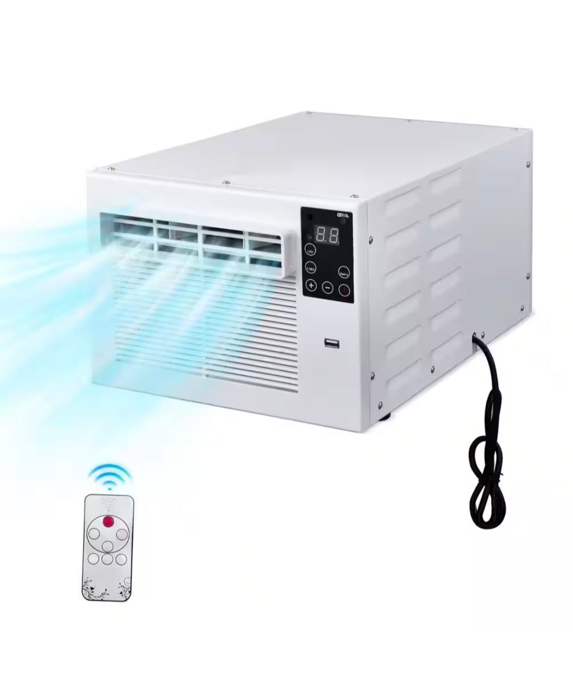 2,500 BTU Portable Air Conditioner Cools 45 sq.ft. with Dehumidifier and Remote for Camping, Fishing and RV in White