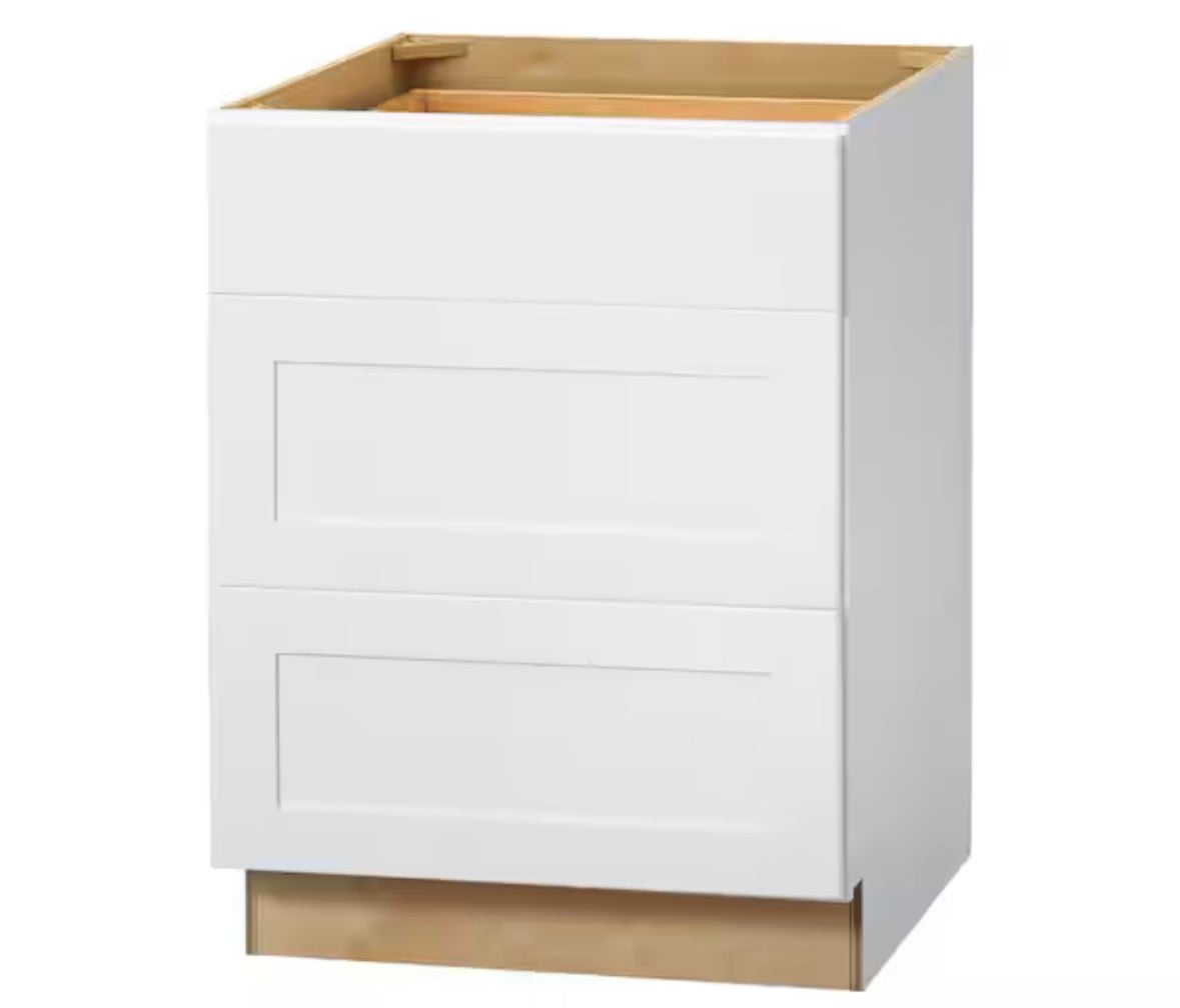 Avondale 24 in. W x 24 in. D x 34.5 in. H Ready to Assemble Plywood Shaker Drawer Base Kitchen Cabinet in Alpine White