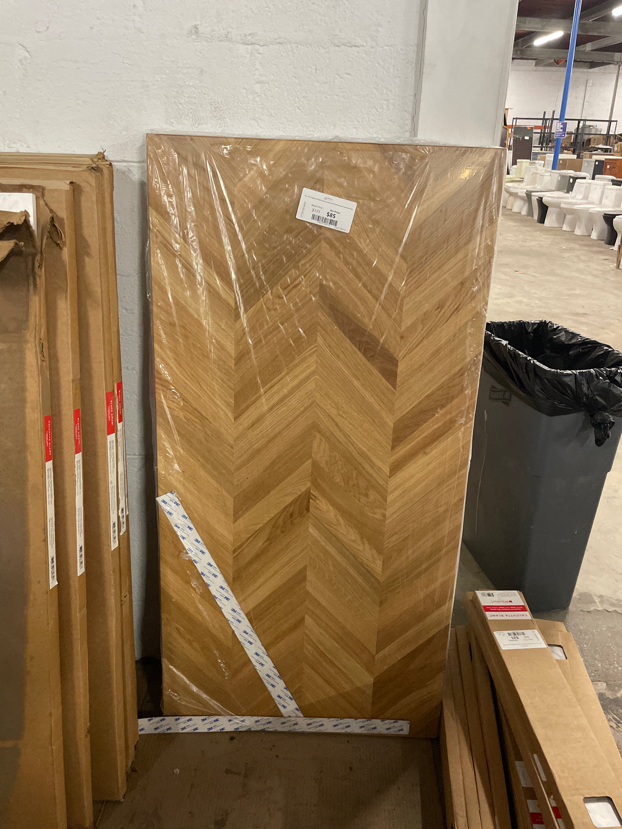 4ft. L x 25 in. D Engineered Finished Oak Chevron Butcher Block Countertop in Brown with Standard Edge