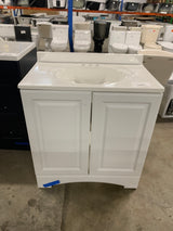 31 in. W x 19 in. D x 35 in. H Single Sink Freestanding Bath Vanity in White with White Cultured Marble Top