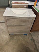 Woodbrook 31 in. Single Sink White Washed Oak Bath Vanity with White Cultured Marble Top (Assembled)