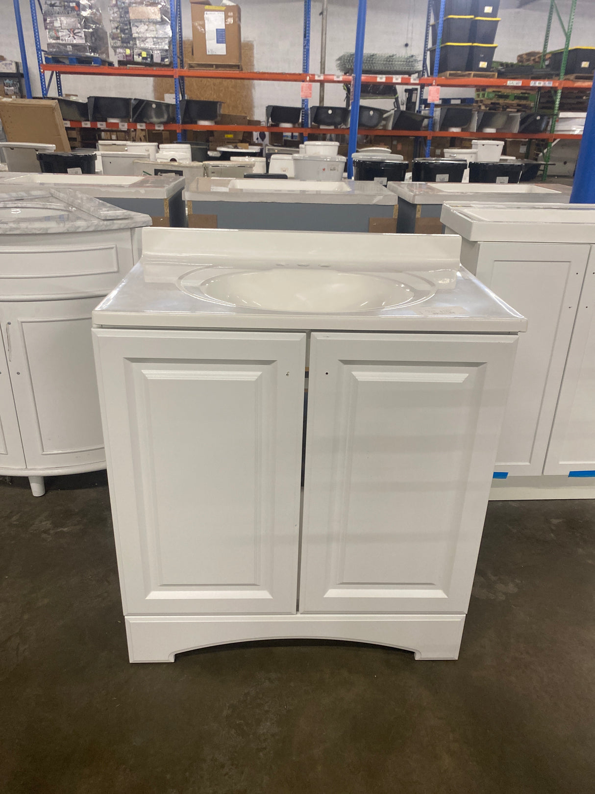 31 in. W x 19 in. D x 35 in. H Single Sink Freestanding Bath Vanity in White with White Cultured Marble Top