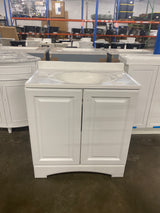 31 in. W x 19 in. D x 35 in. H Single Sink Freestanding Bath Vanity in White with White Cultured Marble Top