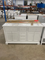 Doveton 60 in. W x 19 in. D x 34.50 in. H Bath Vanity in White with White Cultured Marble Top