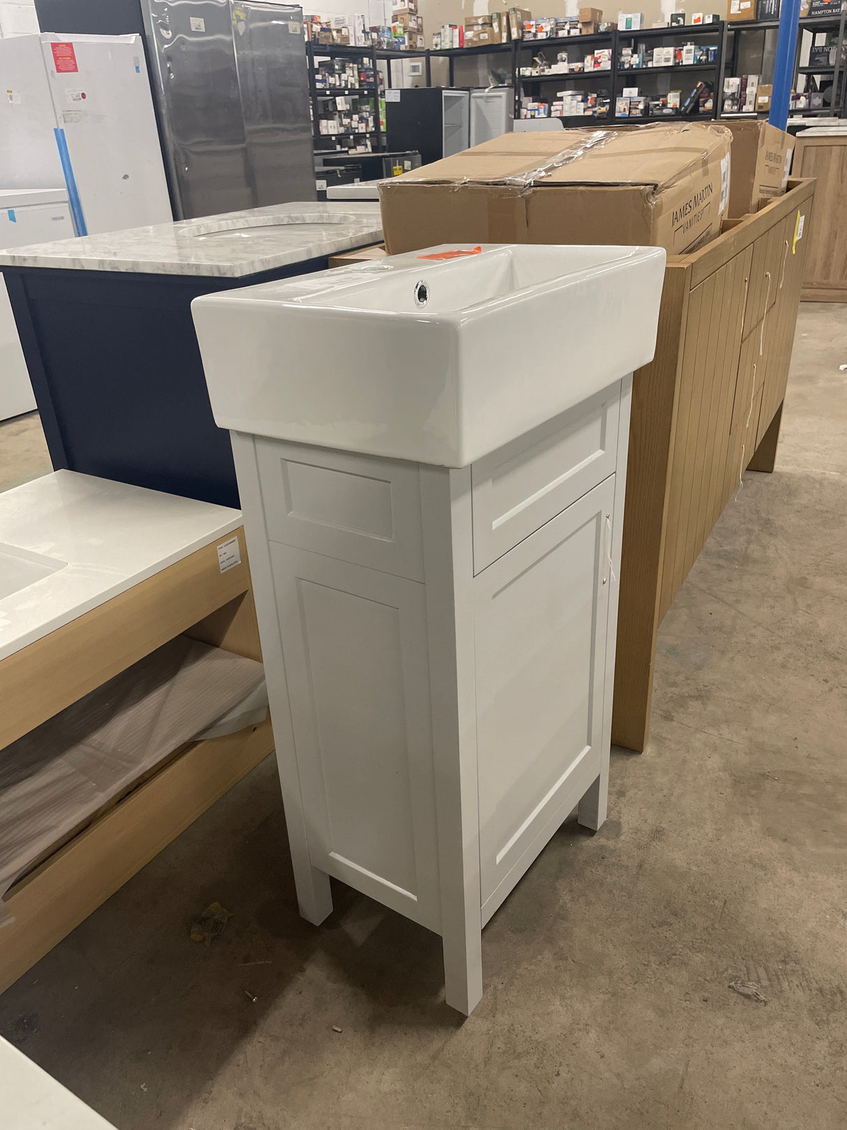 Arvesen 18 in. W x 12 in. D Vanity in Dove Grey with Ceramic Vanity Top in White with White Sink