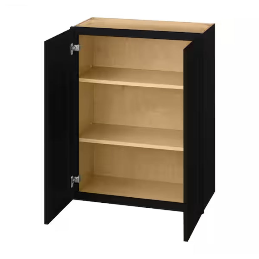 Avondale 27 in. W x 12 in. D x 36 in. H Ready to Assemble Plywood Shaker Wall Kitchen Cabinet in Raven Black