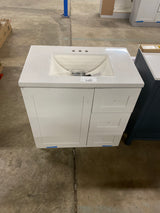 Bannister 31 in. W x 19 in. D x 35 in. H Single Sink Freestanding Bath Vanity in White with White Cultured Marble Top