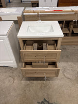 Autumn 24 in. Single Sink Freestanding Weathered Tan Bath Vanity with White Engineered Stone Top (Assembled)