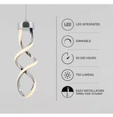 Swirl 13-Watt 1 Light Chrome Modern Integrated LED Mini Pendant Light Fixture for Kitchen Island