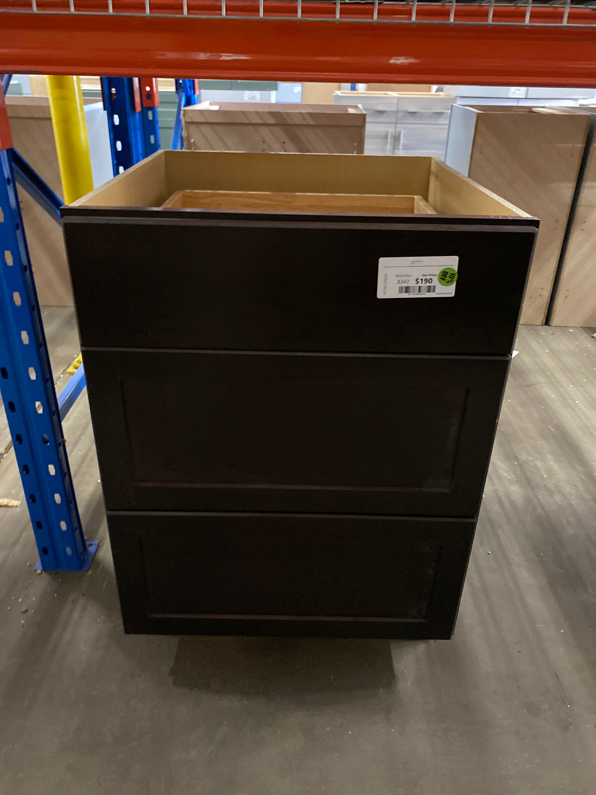 Shaker 24 in. W x 24 in. D x 34.5 in. H Assembled Drawer Base Kitchen Cabinet in Java with Ball-Bearing Glides