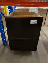 Shaker 24 in. W x 24 in. D x 34.5 in. H Assembled Drawer Base Kitchen Cabinet in Java with Ball-Bearing Glides