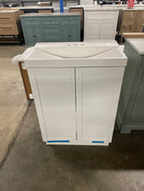 Penlee 25 in. Single Sink White Bath Vanity with White Cultured Marble Top (Assembled)