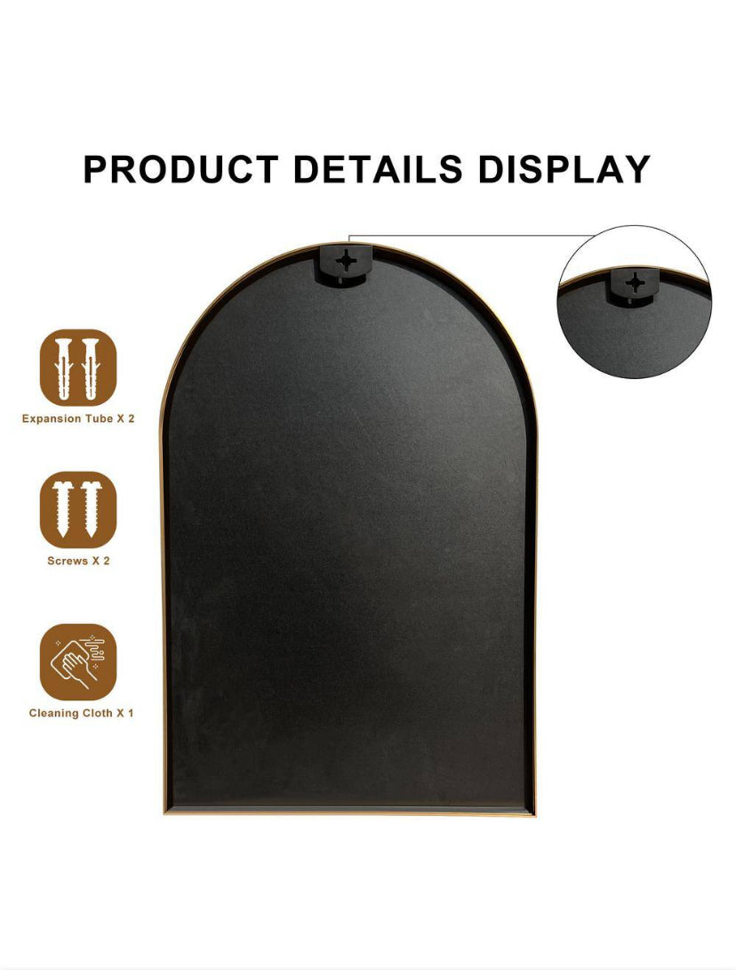 24 in. W x 36.5 in. H Arched Aluminum Arched Bathroom Wall-Mounted Vanity Mirror (2-Pieces)