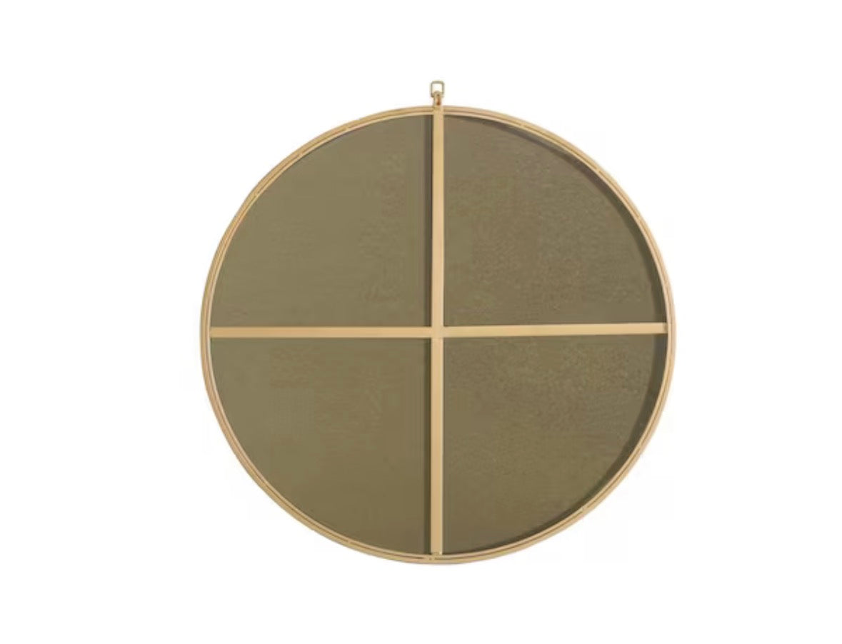 Timeless Home 32 in. W x 32 in. H x Contemporary Metal Framed Round Brass Mirror