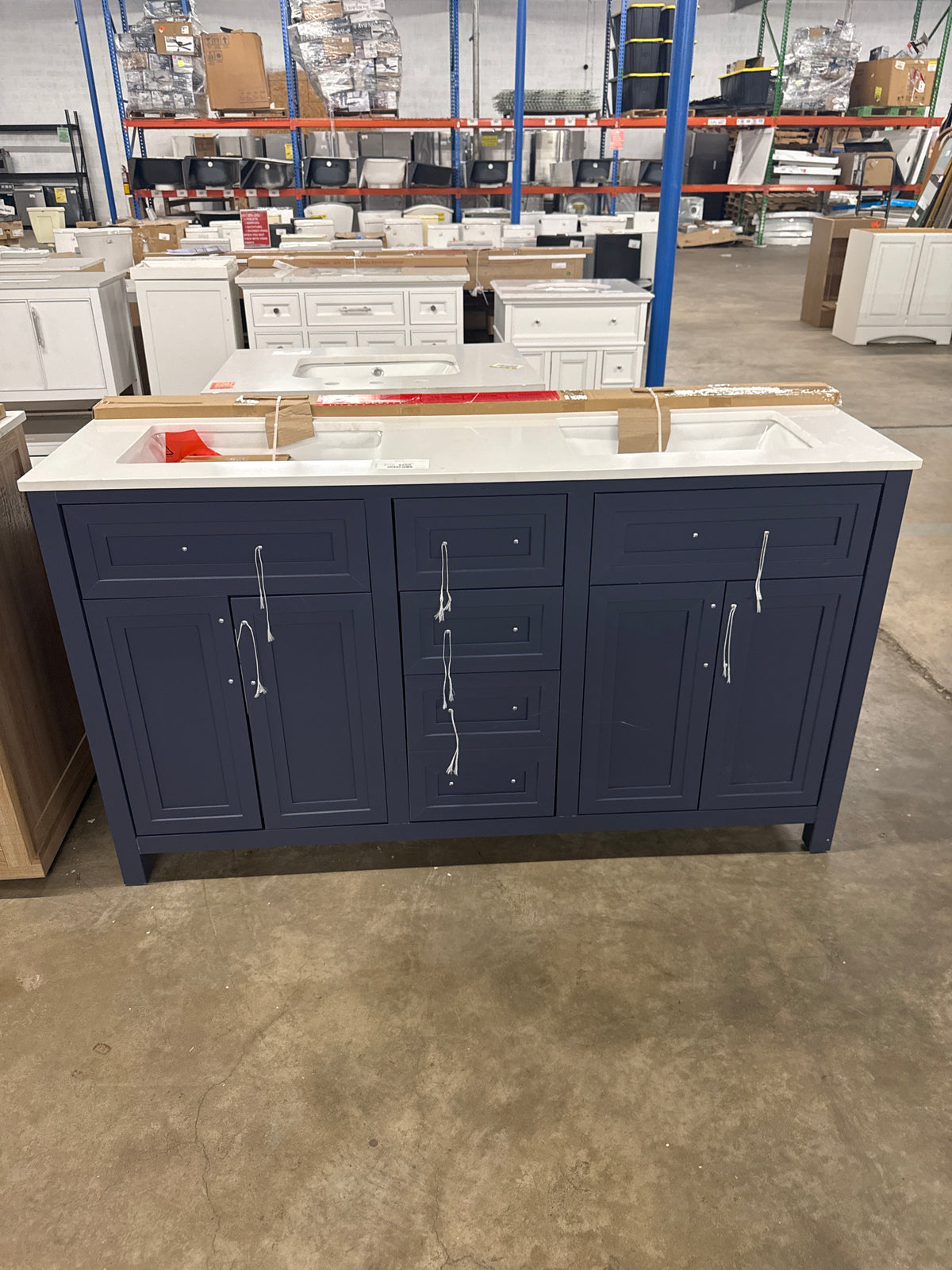 Beaufort 60 in. W x 19 in. D x 34.50 in. H Bath Vanity in Midnight Blue with White Cultured Marble Top