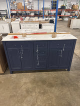 Beaufort 60 in. W x 19 in. D x 34.50 in. H Bath Vanity in Midnight Blue with White Cultured Marble Top