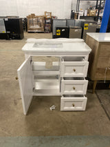 Cliveden 36 in. Single Sink Freestanding Cameo White Bath Vanity with Volakas Engineered Stone Top (Assembled)
