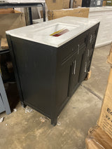 Beaufort 42 in. W x 19 in. D x 34 in. H Single Sink Bath Vanity in Ebony Wood with White Engineered Stone Top