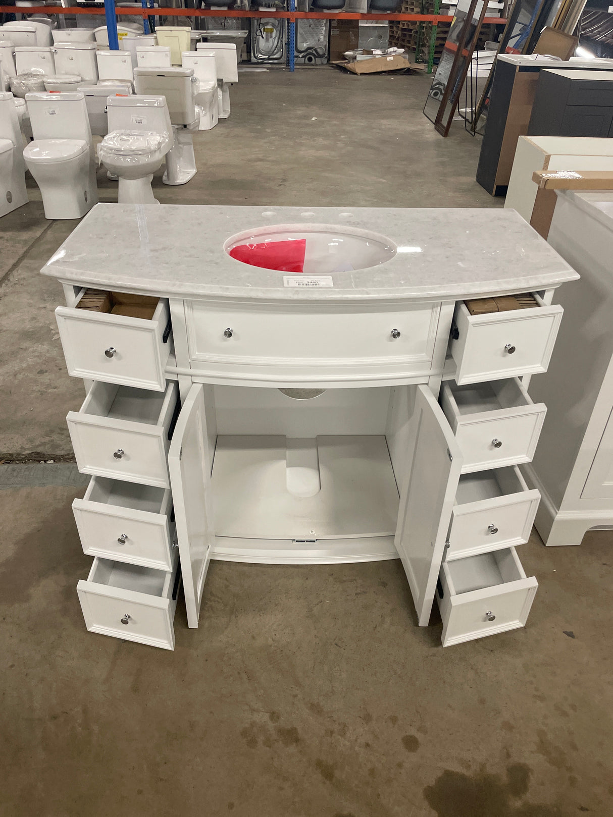 Hampton Harbor 45 in. W x 22 in. D x 35 in. H Freestanding Bath Vanity in White with White Marble Top