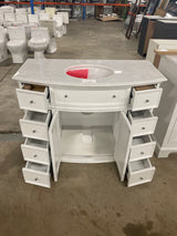 Hampton Harbor 45 in. W x 22 in. D x 35 in. H Freestanding Bath Vanity in White with White Marble Top