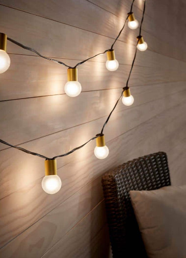 12-Light 12 ft. Indoor/Outdoor Gold Socket Plug-In String Light with Incandescent Bulbs Included