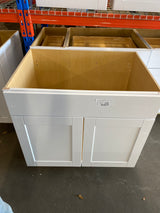Shaker Satin White Stock Assembled Sink Base Kitchen Cabinet (36 in. x 34.5 in. x 24 in.)